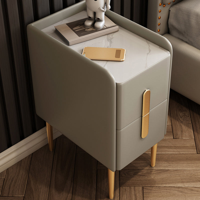 Stone Bedside Cabinet Classic Glam Bed Nightstand with Drawers Grey 1 Piece Clearhalo 'Bedroom Furniture' 'furn' 'furn_night_stand' 'Furniture' 'night_stand' 'Nightstands' 7216805