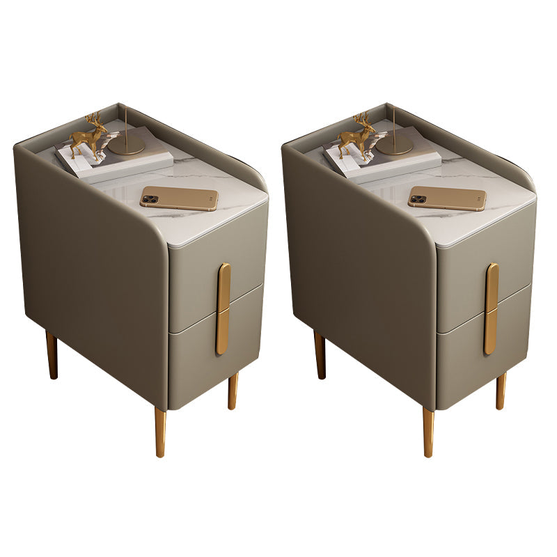 Stone Bedside Cabinet Classic Glam Bed Nightstand with Drawers Grey 2 Piece Set Clearhalo 'Bedroom Furniture' 'furn' 'furn_night_stand' 'Furniture' 'night_stand' 'Nightstands' 7216806