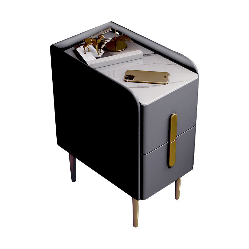 Stone Bedside Cabinet Classic Glam Bed Nightstand with Drawers Dark Gray 1 Piece Clearhalo 'Bedroom Furniture' 'furn' 'furn_night_stand' 'Furniture' 'night_stand' 'Nightstands' 7216807