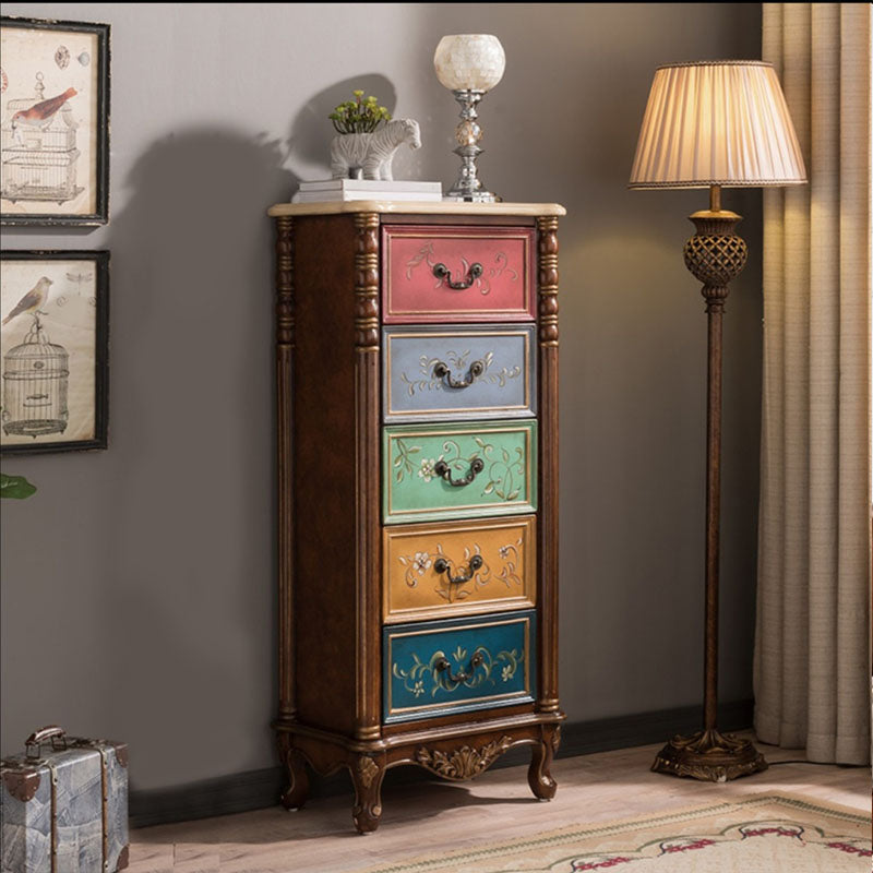 Traditional Vertical Lingerie Chest Rubber Wood Storage Bachelor Chest for Bedroom 22"L x 14"W x 49"H Blue Clearhalo 'Bedroom Furniture' 'Dressers & Chests' 'dressers_chests' 'furn' 'furn_dressers_chests' 'Furniture' 7216861