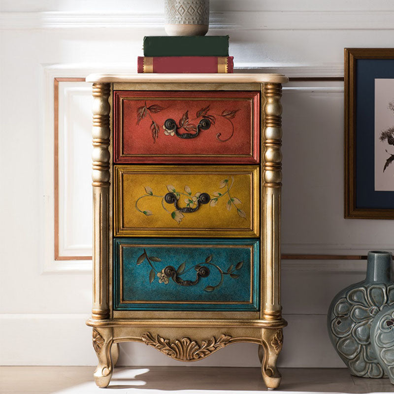 Traditional Vertical Lingerie Chest Rubber Wood Storage Bachelor Chest for Bedroom 22"L x 14"W x 33"H Champagne Gold Clearhalo 'Bedroom Furniture' 'Dressers & Chests' 'dressers_chests' 'furn' 'furn_dressers_chests' 'Furniture' 7216863