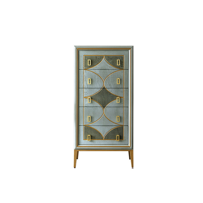 Classic Glam Combo Dresser Wood Horizontal Storage Chest Dresser for Bedroom 24"L x 15"W x 48"H Grey-Gold Clearhalo 'Bedroom Furniture' 'Dressers & Chests' 'dressers_chests' 'furn' 'furn_dressers_chests' 'Furniture' 7216963