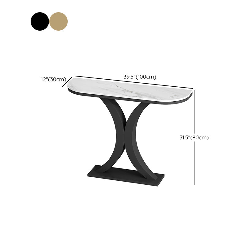 Tavolo della console glam tavolo di accento in marmo mezza luna, largo 12 pollici