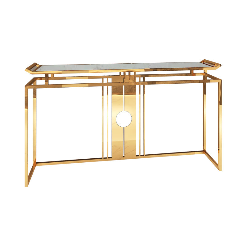 Glam Console Table Marble Accent Table in Gold for Hall , 12 Inch Wide Clearhalo 'Console Tables' 'console_tables' 'Entry & Mudroom Furniture' 'furn' 'furn_console_tables' 'Furniture' 7217052