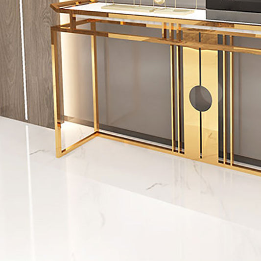 Glam Console Table Marble Accent Table in Gold for Hall , 12 Inch Wide Clearhalo 'Console Tables' 'console_tables' 'Entry & Mudroom Furniture' 'furn' 'furn_console_tables' 'Furniture' 7217055