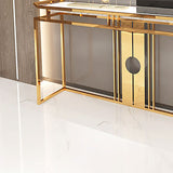 Glam Console Table Marble Accent Table in Gold for Hall , 12 Inch Wide Clearhalo 'Console Tables' 'console_tables' 'Entry & Mudroom Furniture' 'furn' 'furn_console_tables' 'Furniture' 7217055