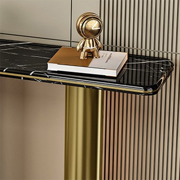 Modern Accent Table Marble Console Table with 1 Shelf for Hall , 33.46 Inch Tall Clearhalo 'Console Tables' 'console_tables' 'Entry & Mudroom Furniture' 'furn' 'furn_console_tables' 'Furniture' 7217069