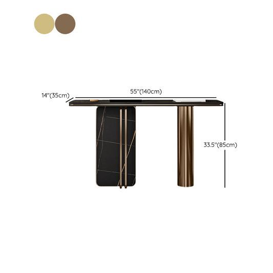 Modern Accent Table Marble Console Table with 1 Shelf for Hall , 33.46 Inch Tall Clearhalo 'Console Tables' 'console_tables' 'Entry & Mudroom Furniture' 'furn' 'furn_console_tables' 'Furniture' 7217071