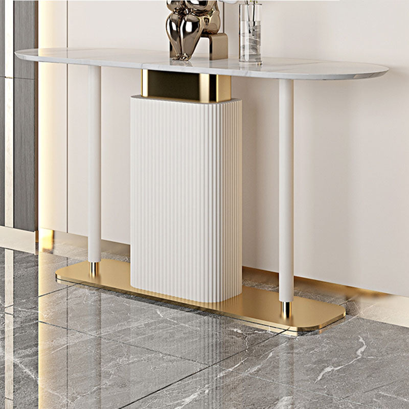 Tabella della console ovale moderna Tabella di divano console in bianco in bianco/nero