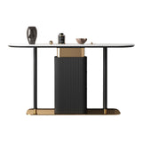 Tabella della console ovale moderna Tabella di divano console in bianco in bianco/nero
