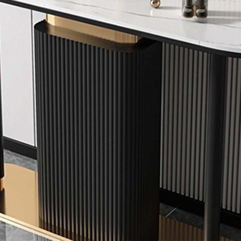 Tabella della console ovale moderna Tabella di divano console in bianco in bianco/nero