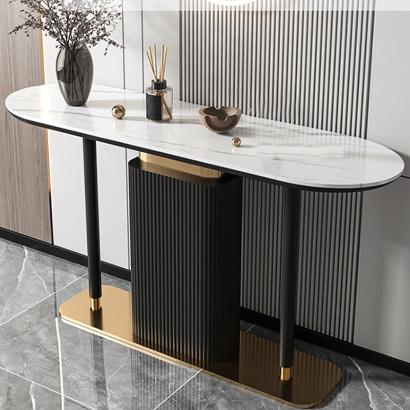 Tabella della console ovale moderna Tabella di divano console in bianco in bianco/nero