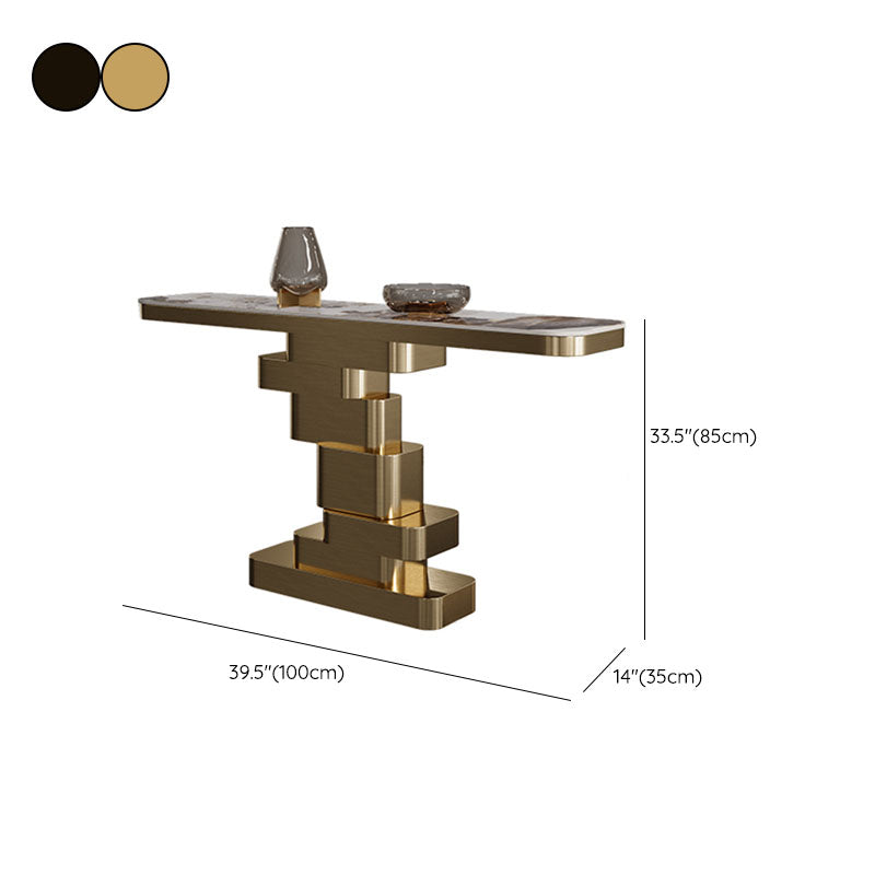 Glam Rectangle Console Table Stone Console Accent Table for Hall