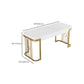 Rechteckig geformtes Büroschreibtisch 2 Beine Schreibschalter in Gold und Weiß für Büro