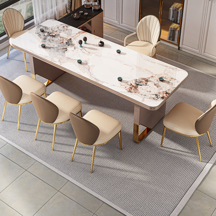 Rectangular Shaped Stone Office Desk 2 Legs Writing Desk in Brown Clearhalo 'furn' 'furn_office_desk' 'Furniture' 'Office Desks' 'Office Furniture' 'office_desk' 7217203