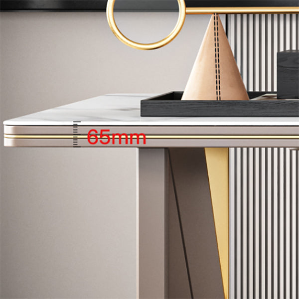 Rectangular Shaped Stone Office Desk 2 Legs Writing Desk in Brown Clearhalo 'furn' 'furn_office_desk' 'Furniture' 'Office Desks' 'Office Furniture' 'office_desk' 7217209