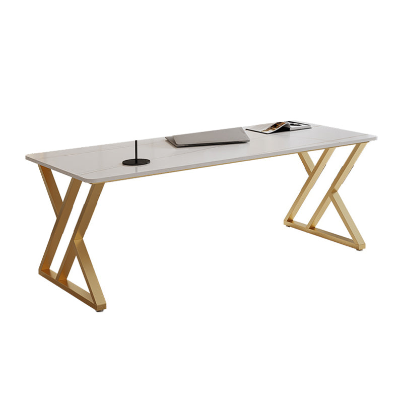 Glam -Schreibtisch Antique Finish Rechteck Computertisch mit Metallbeinen