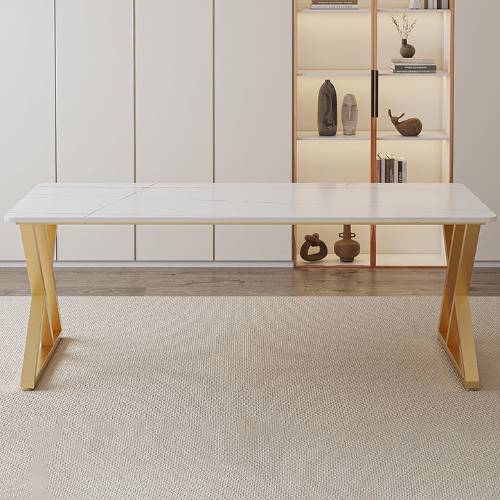 Glam Writing Desk Antique Finish Rectangle Computer Desk with Metal Legs Clearhalo 'furn' 'furn_office_desk' 'Furniture' 'Office Desks' 'Office Furniture' 'office_desk' 7217360