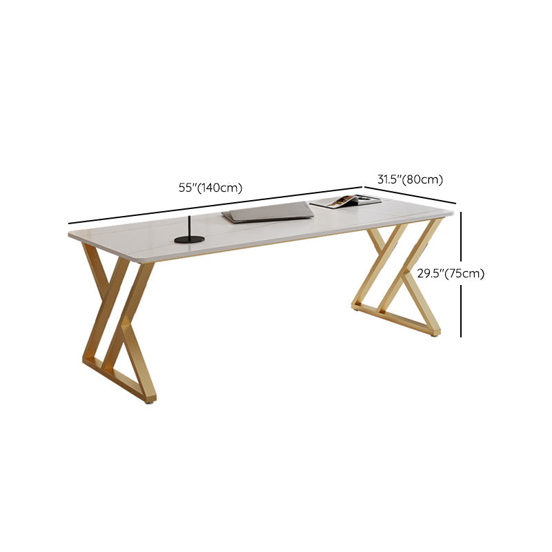 Glam -Schreibtisch Antique Finish Rechteck Computertisch mit Metallbeinen