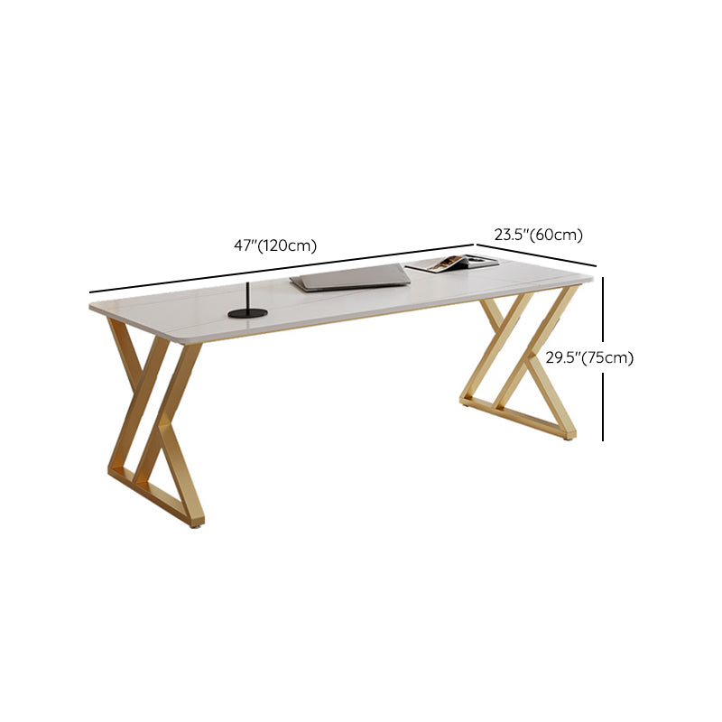 Glam Writing Desk Antique Finish Rectangle Computer Desk with Metal Legs Clearhalo 'furn' 'furn_office_desk' 'Furniture' 'Office Desks' 'Office Furniture' 'office_desk' 7217367