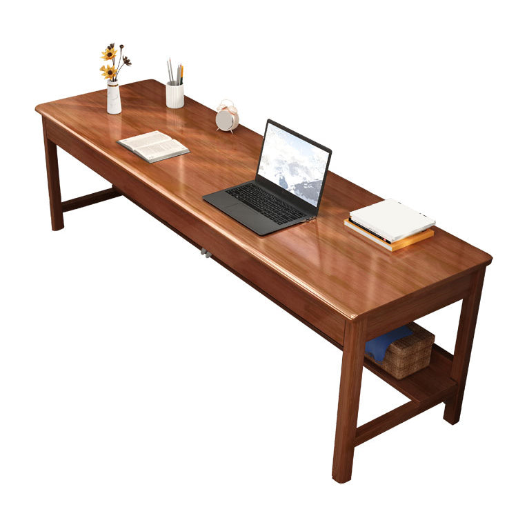 Wooden Office Desk Modern Rectangle H-Shape Base Writing Desk for Bedroom Brown No Drawer Clearhalo 'furn' 'furn_office_desk' 'Furniture' 'Office Desks' 'Office Furniture' 'office_desk' 7217444
