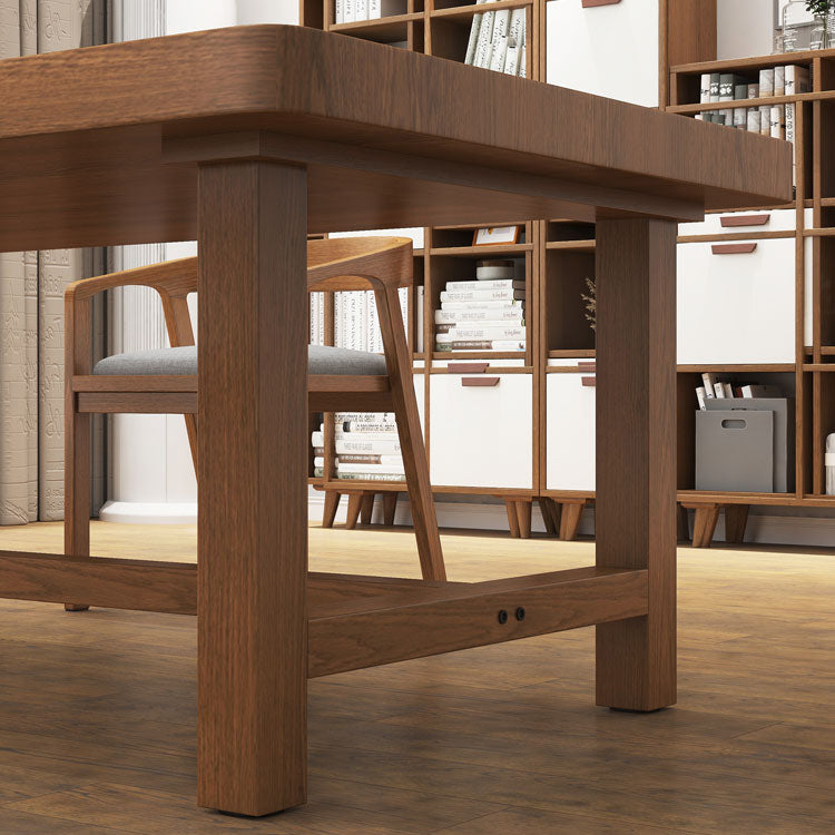 Contemporary Solid Wood Writing Desk 29.53" Tall Rectangle Office Desk with H-Shape Base Clearhalo 'furn' 'furn_office_desk' 'Furniture' 'Office Desks' 'Office Furniture' 'office_desk' 7217493