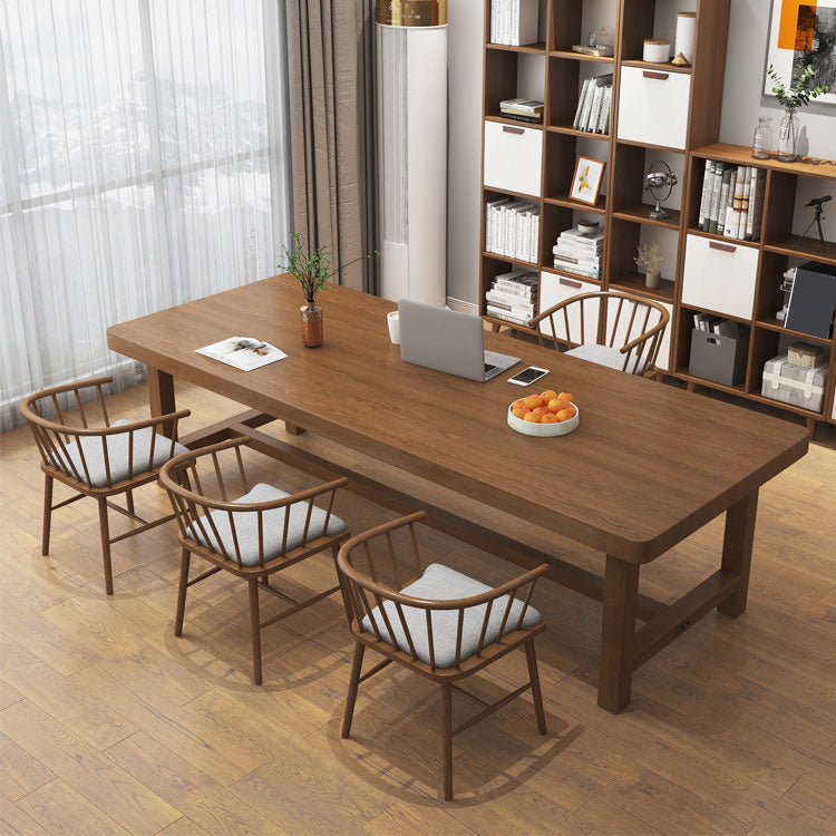 Contemporary Solid Wood Writing Desk 29.53" Tall Rectangle Office Desk with H-Shape Base Clearhalo 'furn' 'furn_office_desk' 'Furniture' 'Office Desks' 'Office Furniture' 'office_desk' 7217495