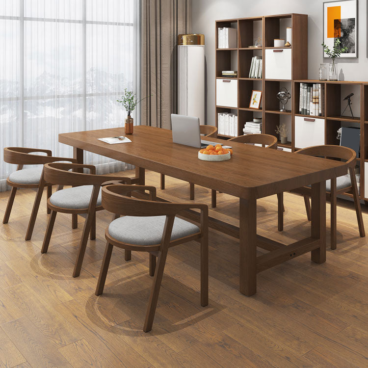 Contemporary Solid Wood Writing Desk 29.53" Tall Rectangle Office Desk with H-Shape Base Clearhalo 'furn' 'furn_office_desk' 'Furniture' 'Office Desks' 'Office Furniture' 'office_desk' 7217496