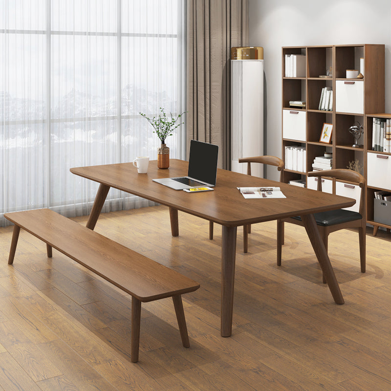 Modern Solid Wood Writing Desk Parsons Base 29.53" Tall Brown Office Desk Clearhalo 'furn' 'furn_office_desk' 'Furniture' 'Office Desks' 'Office Furniture' 'office_desk' 7217509