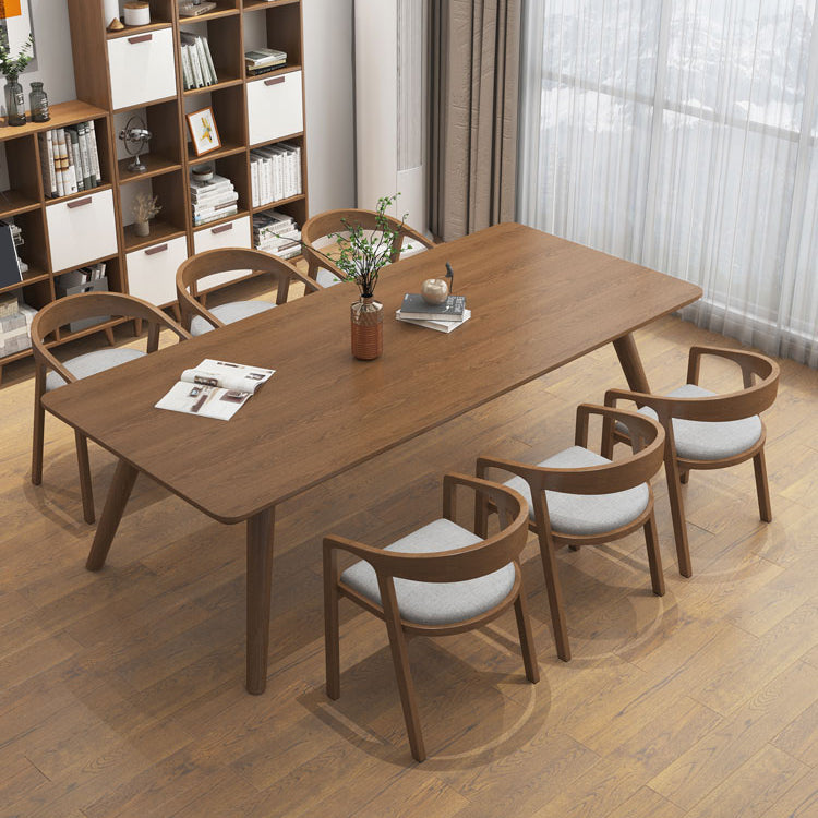 Modern Solid Wood Writing Desk Parsons Base 29.53" Tall Brown Office Desk Clearhalo 'furn' 'furn_office_desk' 'Furniture' 'Office Desks' 'Office Furniture' 'office_desk' 7217518