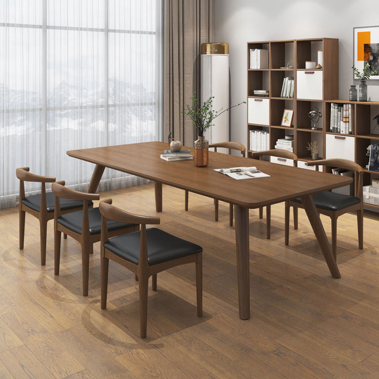 Modern Solid Wood Writing Desk Parsons Base 29.53" Tall Brown Office Desk Clearhalo 'furn' 'furn_office_desk' 'Furniture' 'Office Desks' 'Office Furniture' 'office_desk' 7217519
