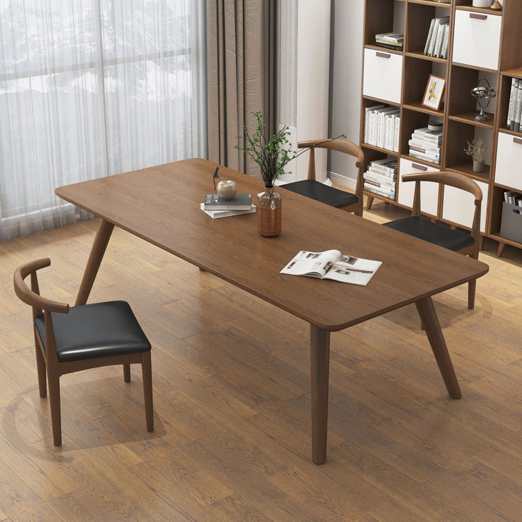 Modern Solid Wood Writing Desk Parsons Base 29.53" Tall Brown Office Desk Clearhalo 'furn' 'furn_office_desk' 'Furniture' 'Office Desks' 'Office Furniture' 'office_desk' 7217520