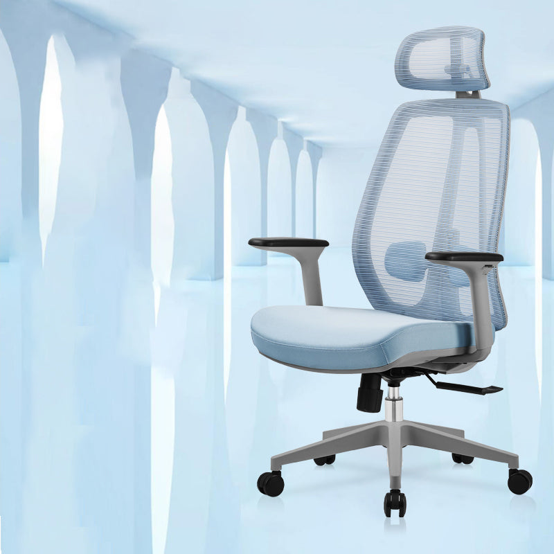 Removable Arms Office Chair Modern No Distressing Ergonomic Desk Chair with Wheels Blue 1 Piece Clearhalo 'furn' 'furn_office_chair' 'Furniture' 'Office Chairs' 'Office Furniture' 'office_chair' 7217605