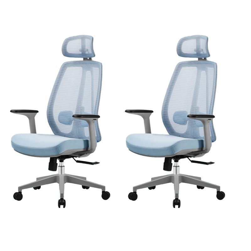 Removable Arms Office Chair Modern No Distressing Ergonomic Desk Chair with Wheels Blue 2 Piece Set Clearhalo 'furn' 'furn_office_chair' 'Furniture' 'Office Chairs' 'Office Furniture' 'office_chair' 7217607
