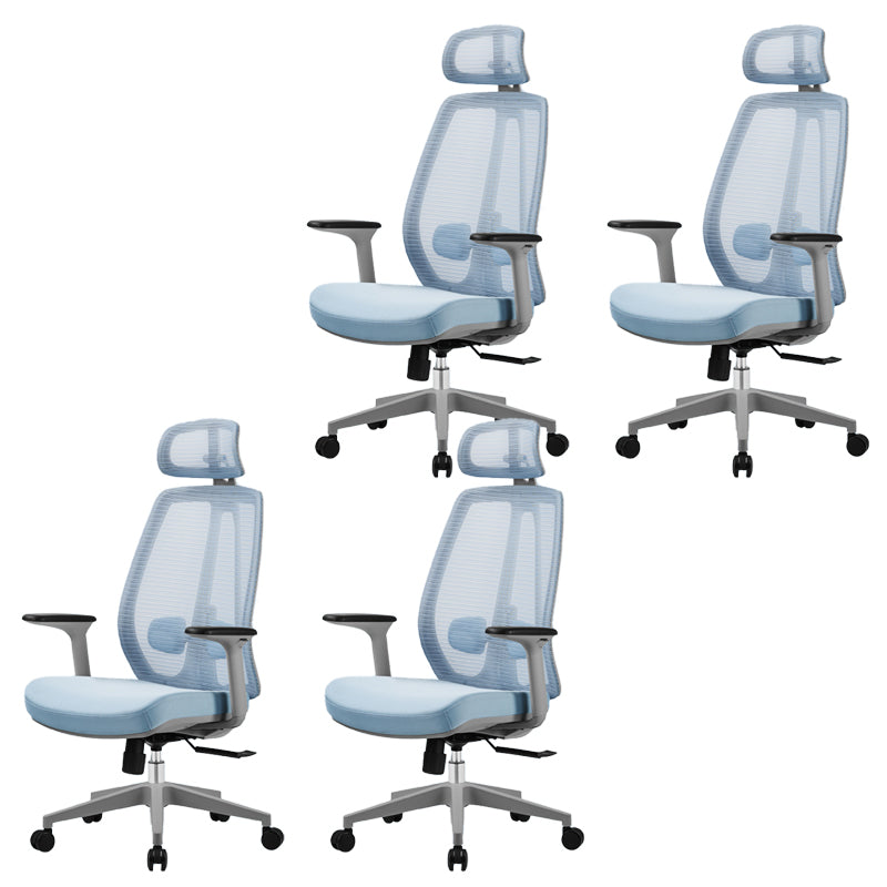Removable Arms Office Chair Modern No Distressing Ergonomic Desk Chair with Wheels Blue 4 Piece Set Clearhalo 'furn' 'furn_office_chair' 'Furniture' 'Office Chairs' 'Office Furniture' 'office_chair' 7217608