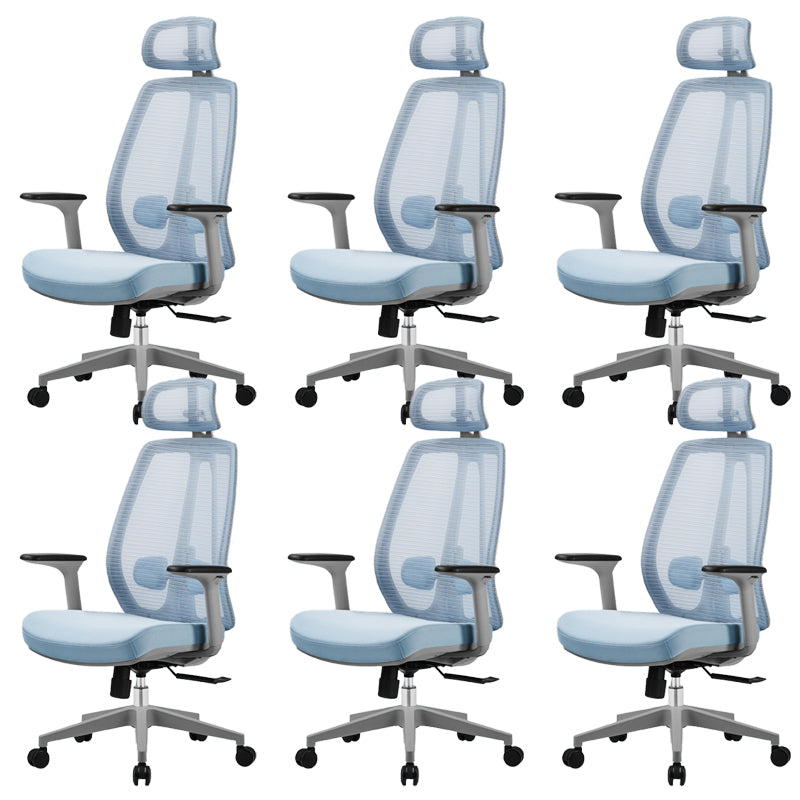 Removable Arms Office Chair Modern No Distressing Ergonomic Desk Chair with Wheels Blue 6 Piece Set Clearhalo 'furn' 'furn_office_chair' 'Furniture' 'Office Chairs' 'Office Furniture' 'office_chair' 7217611