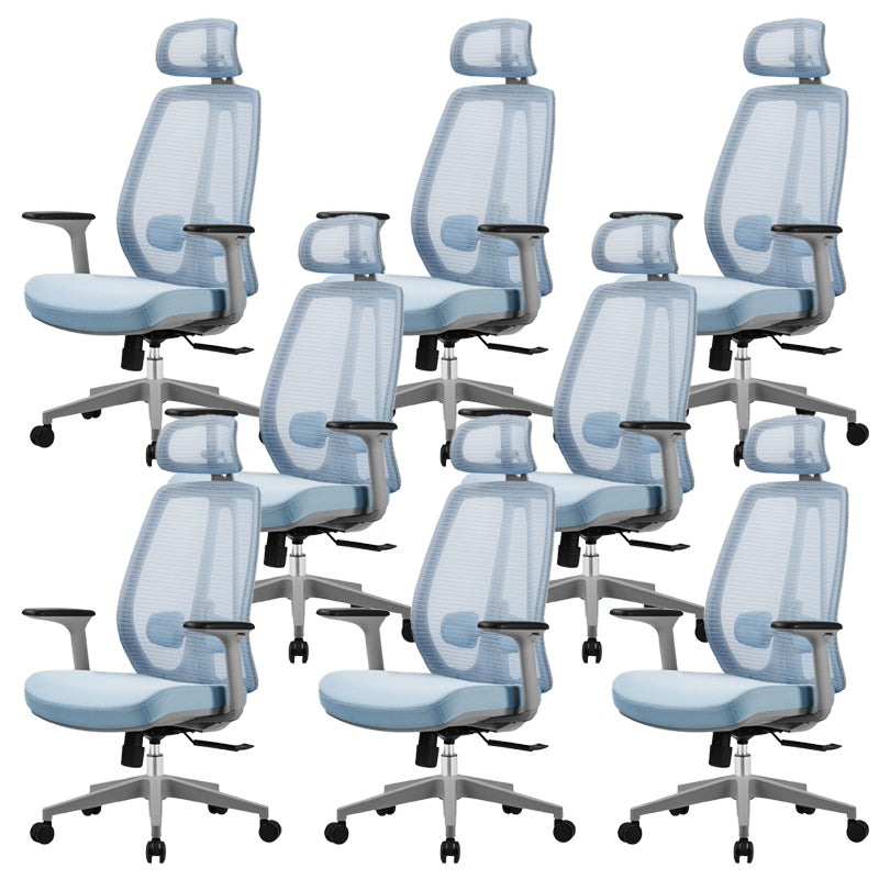 Removable Arms Office Chair Modern No Distressing Ergonomic Desk Chair with Wheels Blue 8 Piece Set Clearhalo 'furn' 'furn_office_chair' 'Furniture' 'Office Chairs' 'Office Furniture' 'office_chair' 7217613