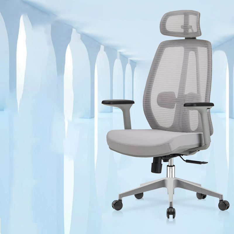Removable Arms Office Chair Modern No Distressing Ergonomic Desk Chair with Wheels Grey 1 Piece Clearhalo 'furn' 'furn_office_chair' 'Furniture' 'Office Chairs' 'Office Furniture' 'office_chair' 7217615