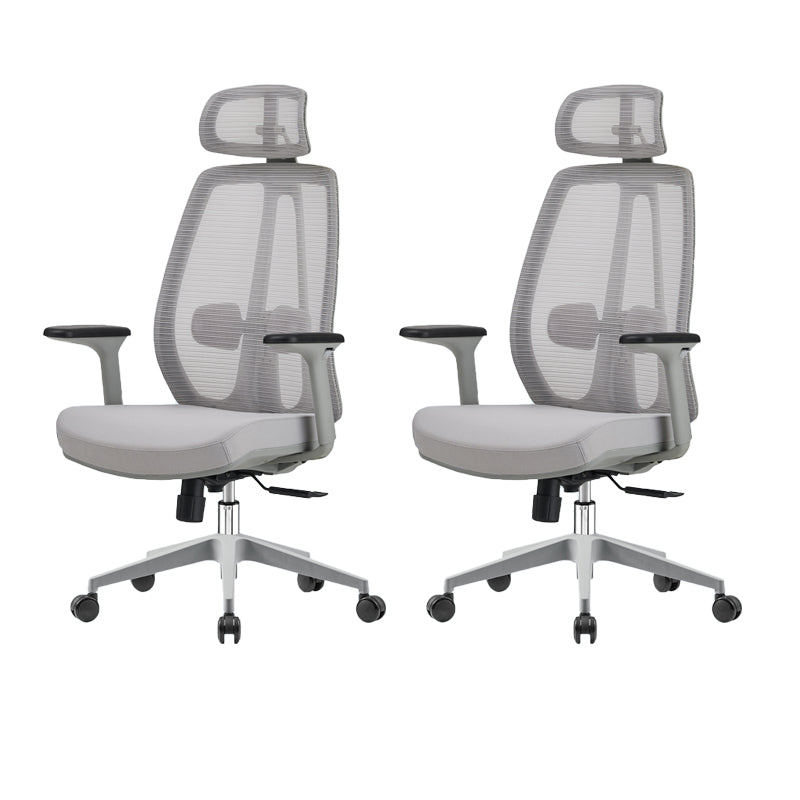 Removable Arms Office Chair Modern No Distressing Ergonomic Desk Chair with Wheels Grey 2 Piece Set Clearhalo 'furn' 'furn_office_chair' 'Furniture' 'Office Chairs' 'Office Furniture' 'office_chair' 7217616