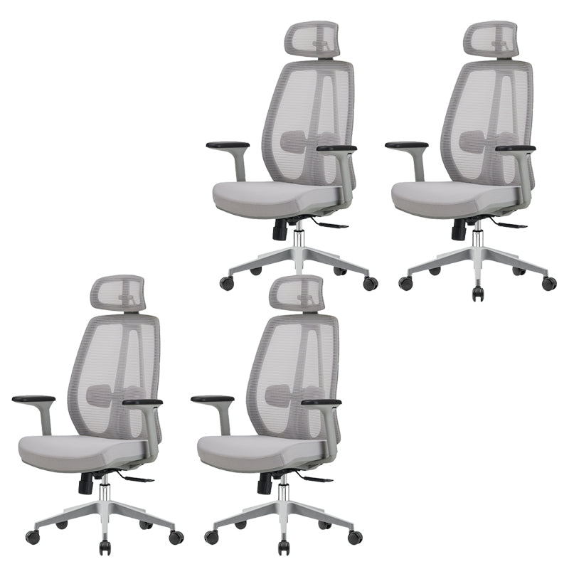 Removable Arms Office Chair Modern No Distressing Ergonomic Desk Chair with Wheels Grey 4 Piece Set Clearhalo 'furn' 'furn_office_chair' 'Furniture' 'Office Chairs' 'Office Furniture' 'office_chair' 7217619