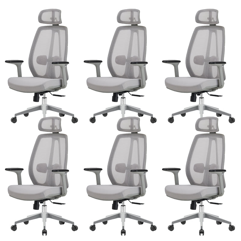 Removable Arms Office Chair Modern No Distressing Ergonomic Desk Chair with Wheels Grey 6 Piece Set Clearhalo 'furn' 'furn_office_chair' 'Furniture' 'Office Chairs' 'Office Furniture' 'office_chair' 7217620