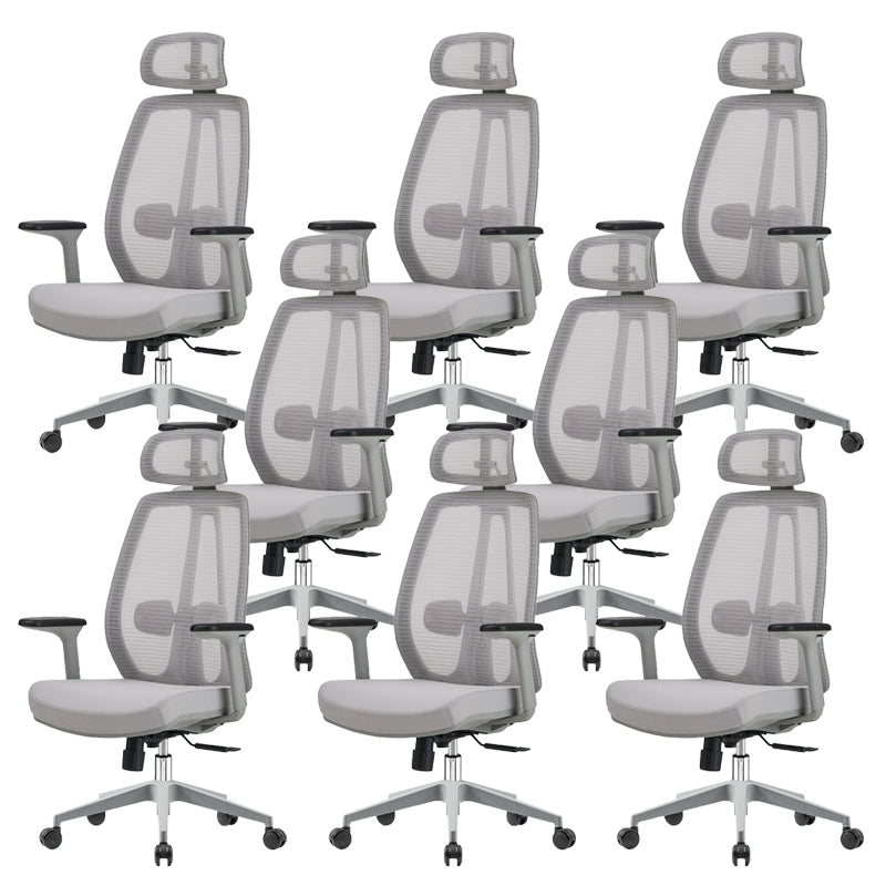 Removable Arms Office Chair Modern No Distressing Ergonomic Desk Chair with Wheels Grey 8 Piece Set Clearhalo 'furn' 'furn_office_chair' 'Furniture' 'Office Chairs' 'Office Furniture' 'office_chair' 7217621