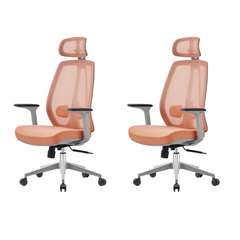 Removable Arms Office Chair Modern No Distressing Ergonomic Desk Chair with Wheels Orange 2 Piece Set Clearhalo 'furn' 'furn_office_chair' 'Furniture' 'Office Chairs' 'Office Furniture' 'office_chair' 7217622