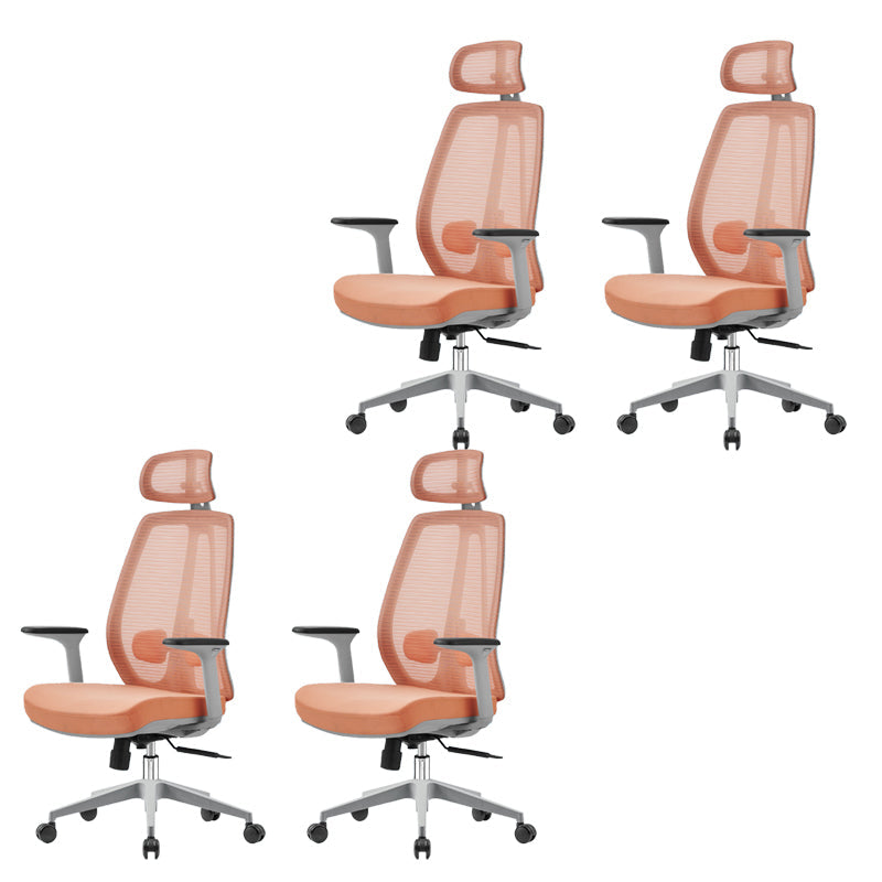 Removable Arms Office Chair Modern No Distressing Ergonomic Desk Chair with Wheels Orange 4 Piece Set Clearhalo 'furn' 'furn_office_chair' 'Furniture' 'Office Chairs' 'Office Furniture' 'office_chair' 7217623