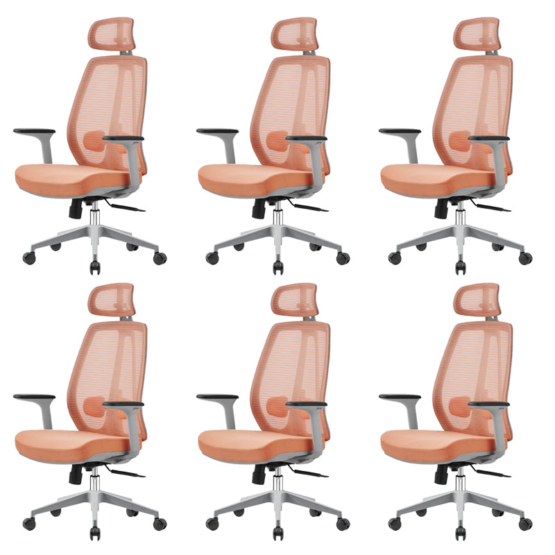 Removable Arms Office Chair Modern No Distressing Ergonomic Desk Chair with Wheels Orange 6 Piece Set Clearhalo 'furn' 'furn_office_chair' 'Furniture' 'Office Chairs' 'Office Furniture' 'office_chair' 7217624