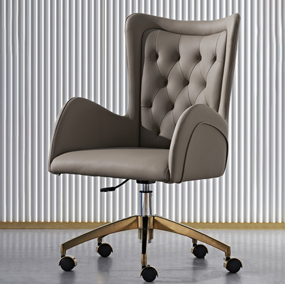 Chaise de chaise pivotante en cuir sans bras contemporain chaise de bureau réglable tufted