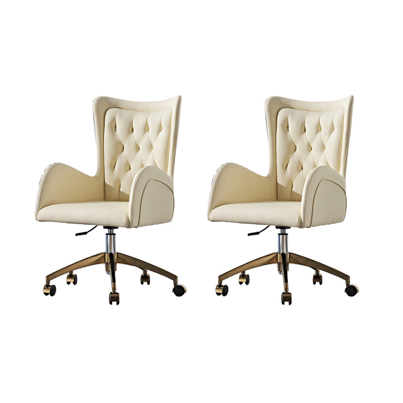 Chaise de chaise pivotante en cuir sans bras contemporain chaise de bureau réglable tufted