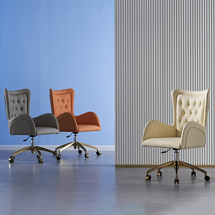 Chaise de chaise pivotante en cuir sans bras contemporain chaise de bureau réglable tufted