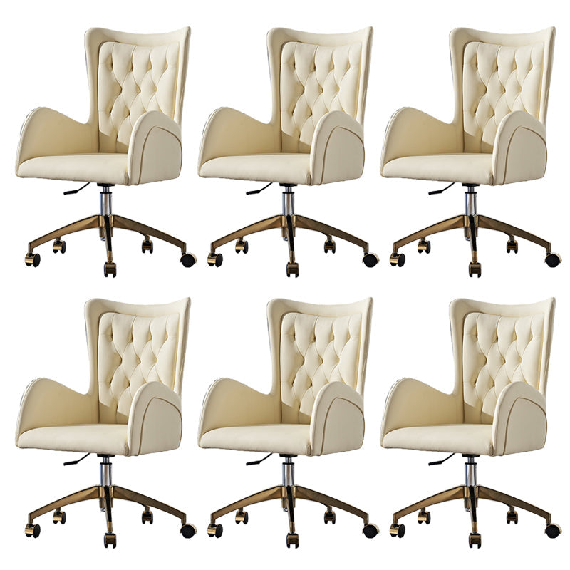 Chaise de chaise pivotante en cuir sans bras contemporain chaise de bureau réglable tufted