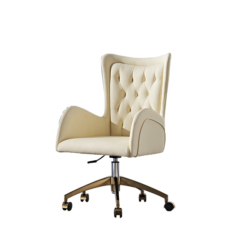 Chaise de chaise pivotante en cuir sans bras contemporain chaise de bureau réglable tufted